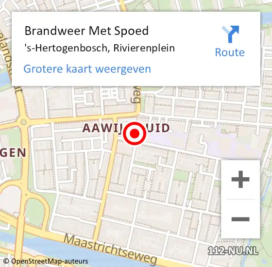 Locatie op kaart van de 112 melding: Brandweer Met Spoed Naar 's-Hertogenbosch, Rivierenplein op 27 juni 2023 18:59