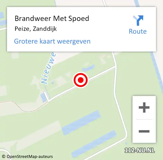 Locatie op kaart van de 112 melding: Brandweer Met Spoed Naar Peize, Zanddijk op 27 juni 2023 19:14