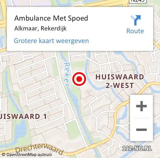 Locatie op kaart van de 112 melding: Ambulance Met Spoed Naar Alkmaar, Rekerdijk op 27 juni 2023 19:17