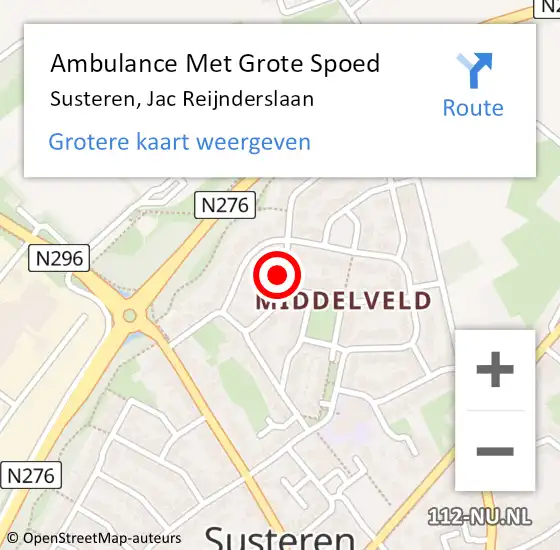 Locatie op kaart van de 112 melding: Ambulance Met Grote Spoed Naar Susteren, Jac Reijnderslaan op 27 juni 2023 19:40