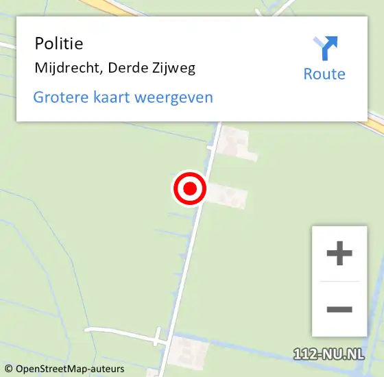 Locatie op kaart van de 112 melding: Politie Mijdrecht, Derde Zijweg op 27 juni 2023 19:42