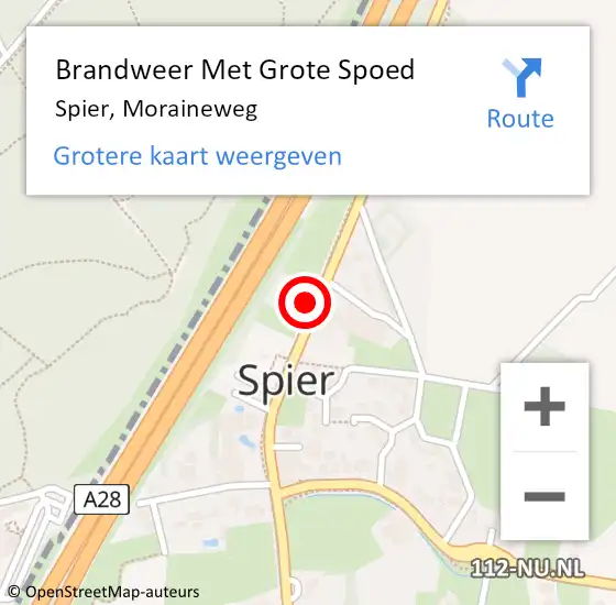 Locatie op kaart van de 112 melding: Brandweer Met Grote Spoed Naar Spier, Moraineweg op 30 augustus 2014 16:19