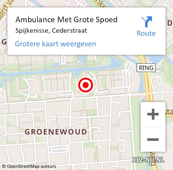 Locatie op kaart van de 112 melding: Ambulance Met Grote Spoed Naar Spijkenisse, Cederstraat op 27 juni 2023 20:15