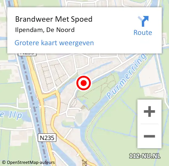 Locatie op kaart van de 112 melding: Brandweer Met Spoed Naar Ilpendam, De Noord op 27 juni 2023 20:19