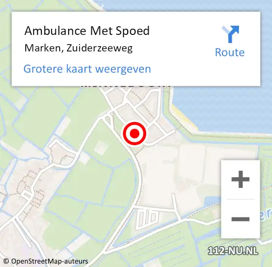 Locatie op kaart van de 112 melding: Ambulance Met Spoed Naar Marken, Zuiderzeeweg op 27 juni 2023 20:24