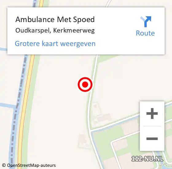 Locatie op kaart van de 112 melding: Ambulance Met Spoed Naar Oudkarspel, Kerkmeerweg op 27 juni 2023 20:43