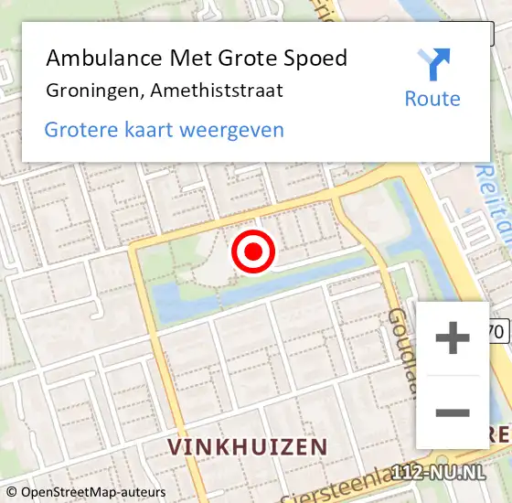 Locatie op kaart van de 112 melding: Ambulance Met Grote Spoed Naar Groningen, Amethiststraat op 27 juni 2023 21:09