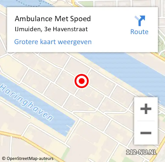 Locatie op kaart van de 112 melding: Ambulance Met Spoed Naar IJmuiden, 3e Havenstraat op 30 augustus 2014 16:28