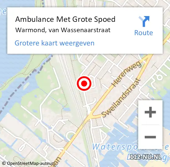 Locatie op kaart van de 112 melding: Ambulance Met Grote Spoed Naar Warmond, van Wassenaarstraat op 27 juni 2023 21:20