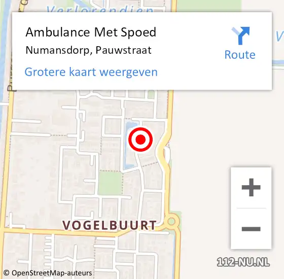 Locatie op kaart van de 112 melding: Ambulance Met Spoed Naar Numansdorp, Pauwstraat op 27 juni 2023 21:33