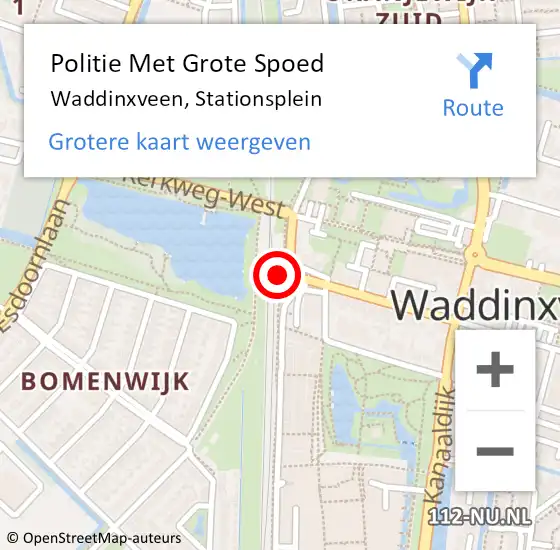 Locatie op kaart van de 112 melding: Politie Met Grote Spoed Naar Waddinxveen, Stationsplein op 27 juni 2023 21:41