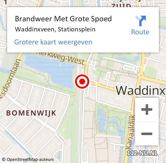 Locatie op kaart van de 112 melding: Brandweer Met Grote Spoed Naar Waddinxveen, Stationsplein op 27 juni 2023 21:41