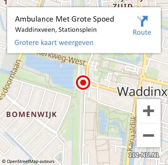 Locatie op kaart van de 112 melding: Ambulance Met Grote Spoed Naar Waddinxveen, Stationsplein op 27 juni 2023 21:43