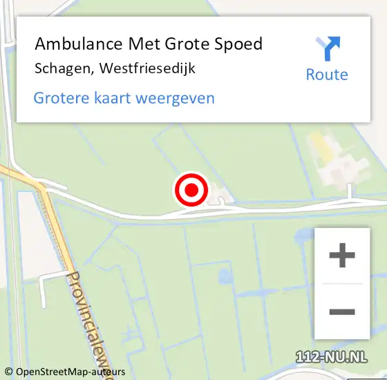 Locatie op kaart van de 112 melding: Ambulance Met Grote Spoed Naar Schagen, Westfriesedijk op 27 juni 2023 21:45