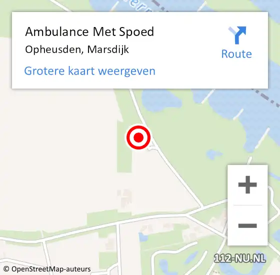 Locatie op kaart van de 112 melding: Ambulance Met Spoed Naar Opheusden, Marsdijk op 30 augustus 2014 16:32