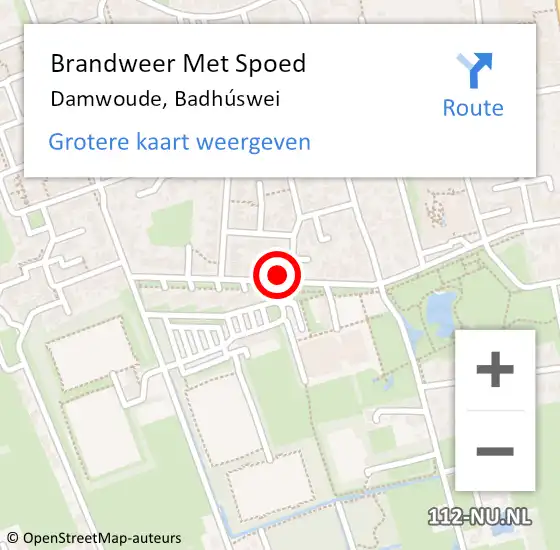 Locatie op kaart van de 112 melding: Brandweer Met Spoed Naar Damwoude, Badhúswei op 27 juni 2023 21:52