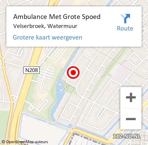 Locatie op kaart van de 112 melding: Ambulance Met Grote Spoed Naar Velserbroek, Watermuur op 27 juni 2023 22:01