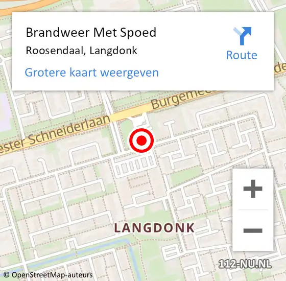 Locatie op kaart van de 112 melding: Brandweer Met Spoed Naar Roosendaal, Langdonk op 27 juni 2023 22:05