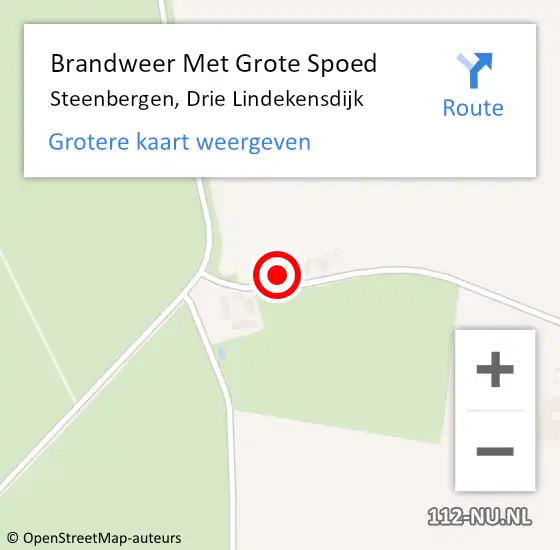 Locatie op kaart van de 112 melding: Brandweer Met Grote Spoed Naar Steenbergen, Drie Lindekensdijk op 27 juni 2023 22:13