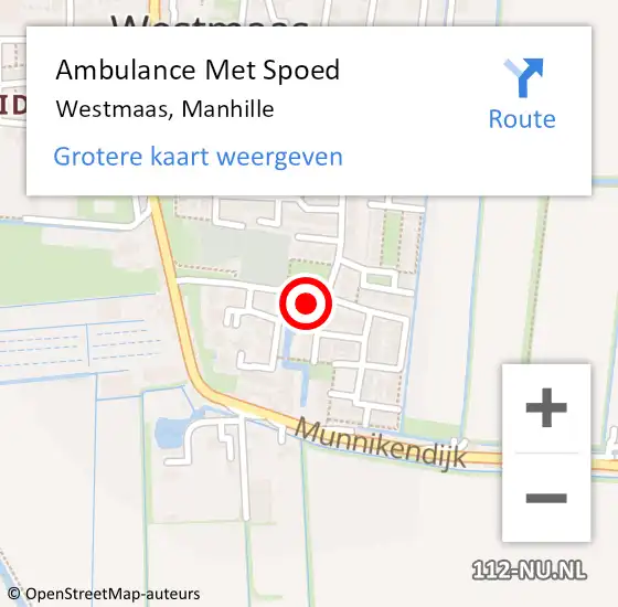 Locatie op kaart van de 112 melding: Ambulance Met Spoed Naar Westmaas, Manhille op 27 juni 2023 22:14