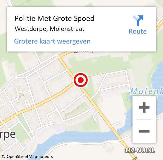 Locatie op kaart van de 112 melding: Politie Met Grote Spoed Naar Westdorpe, Molenstraat op 27 juni 2023 22:18