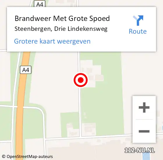 Locatie op kaart van de 112 melding: Brandweer Met Grote Spoed Naar Steenbergen, Drie Lindekensweg op 27 juni 2023 22:19