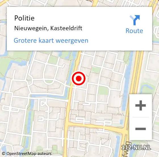 Locatie op kaart van de 112 melding: Politie Nieuwegein, Kasteeldrift op 27 juni 2023 22:44