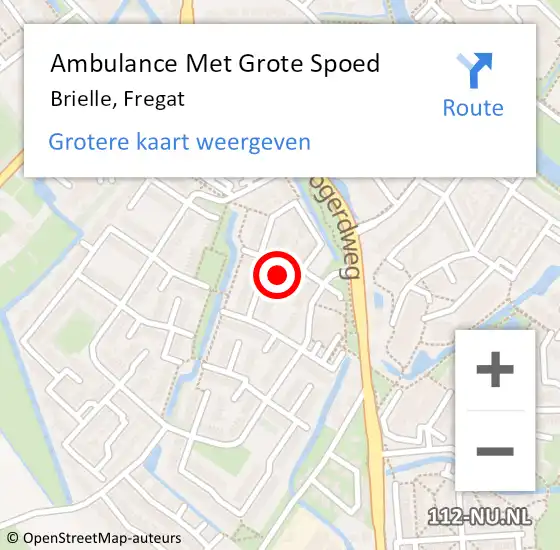 Locatie op kaart van de 112 melding: Ambulance Met Grote Spoed Naar Brielle, Fregat op 27 juni 2023 23:21