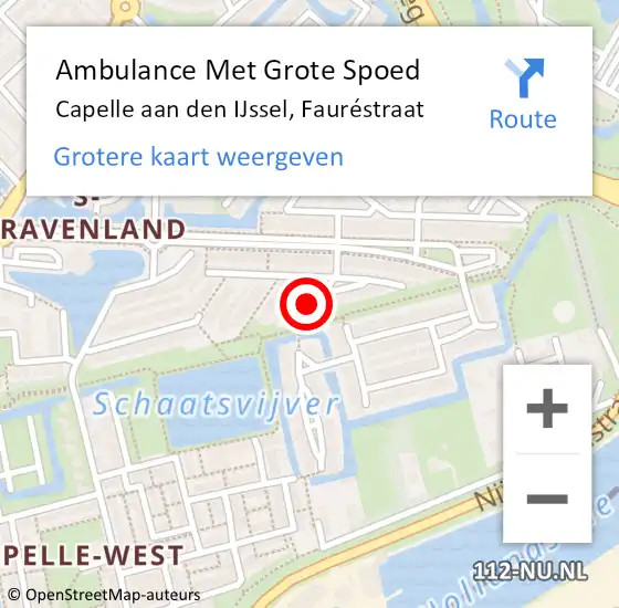 Locatie op kaart van de 112 melding: Ambulance Met Grote Spoed Naar Capelle aan den IJssel, Fauréstraat op 27 juni 2023 23:21