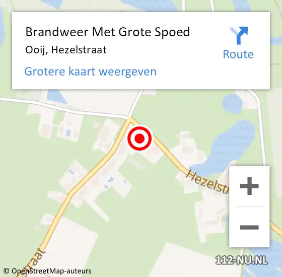 Locatie op kaart van de 112 melding: Brandweer Met Grote Spoed Naar Ooij, Hezelstraat op 27 juni 2023 23:51