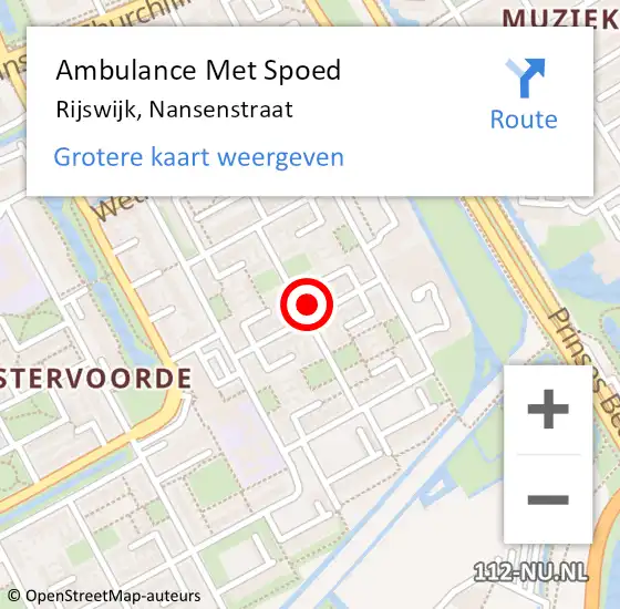 Locatie op kaart van de 112 melding: Ambulance Met Spoed Naar Rijswijk, Nansenstraat op 28 juni 2023 00:03