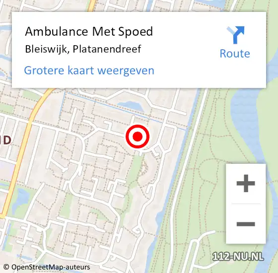 Locatie op kaart van de 112 melding: Ambulance Met Spoed Naar Bleiswijk, Platanendreef op 28 juni 2023 00:46