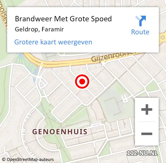 Locatie op kaart van de 112 melding: Brandweer Met Grote Spoed Naar Geldrop, Faramir op 28 juni 2023 01:00