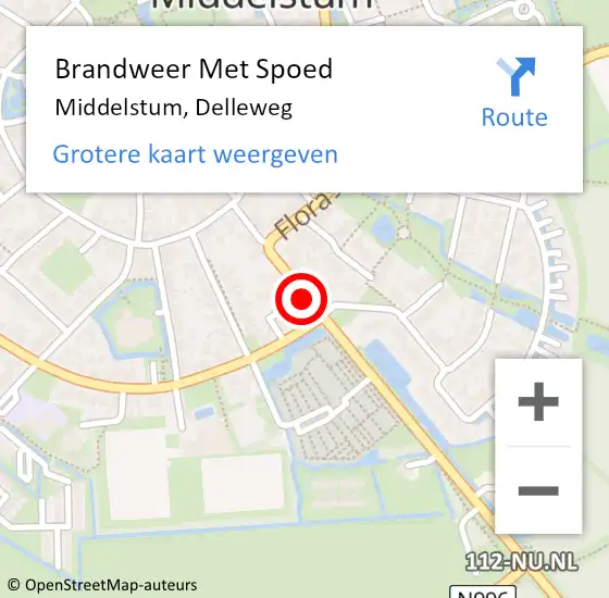 Locatie op kaart van de 112 melding: Brandweer Met Spoed Naar Middelstum, Delleweg op 28 juni 2023 01:07