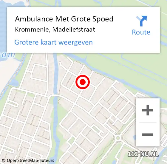 Locatie op kaart van de 112 melding: Ambulance Met Grote Spoed Naar Krommenie, Madeliefstraat op 28 juni 2023 03:54