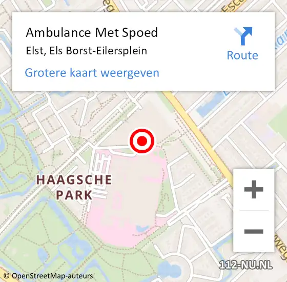 Locatie op kaart van de 112 melding: Ambulance Met Spoed Naar Elst, Els Borst-Eilersplein op 28 juni 2023 04:45