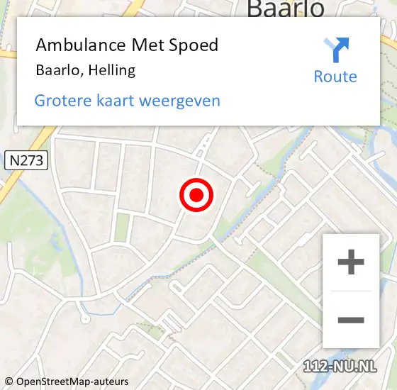 Locatie op kaart van de 112 melding: Ambulance Met Spoed Naar Baarlo, Helling op 30 augustus 2014 16:52