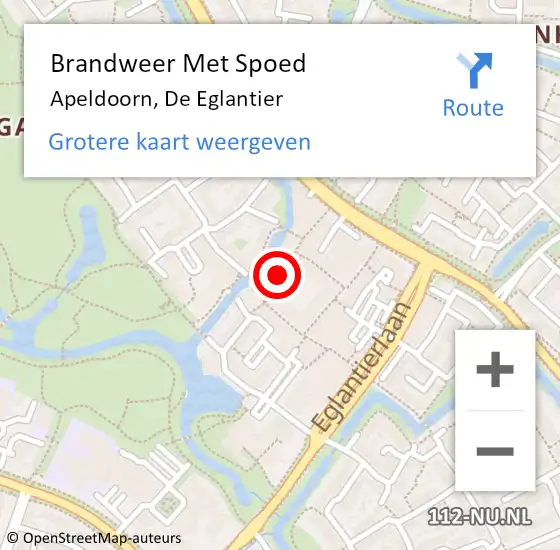 Locatie op kaart van de 112 melding: Brandweer Met Spoed Naar Apeldoorn, De Eglantier op 28 juni 2023 06:52
