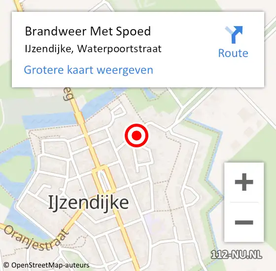 Locatie op kaart van de 112 melding: Brandweer Met Spoed Naar IJzendijke, Waterpoortstraat op 30 augustus 2014 17:00