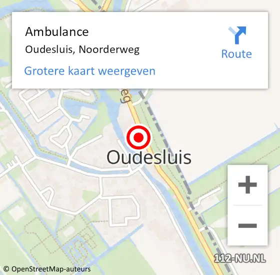 Locatie op kaart van de 112 melding: Ambulance Oudesluis, Noorderweg op 28 juni 2023 07:55