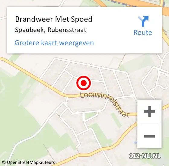 Locatie op kaart van de 112 melding: Brandweer Met Spoed Naar Spaubeek, Rubensstraat op 28 juni 2023 08:00