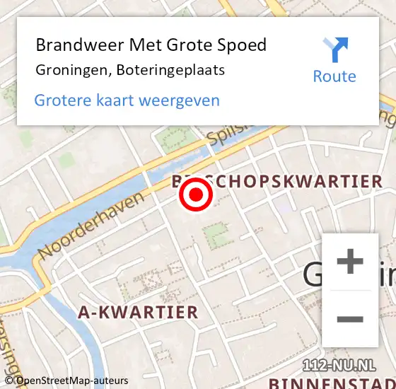 Locatie op kaart van de 112 melding: Brandweer Met Grote Spoed Naar Groningen, Boteringeplaats op 28 juni 2023 08:24