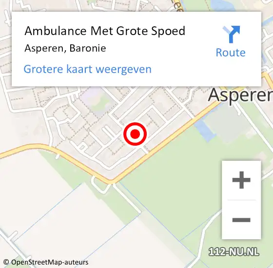 Locatie op kaart van de 112 melding: Ambulance Met Grote Spoed Naar Asperen, Baronie op 28 juni 2023 08:26