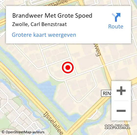 Locatie op kaart van de 112 melding: Brandweer Met Grote Spoed Naar Zwolle, Carl Benzstraat op 28 juni 2023 08:32