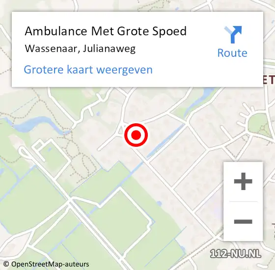 Locatie op kaart van de 112 melding: Ambulance Met Grote Spoed Naar Wassenaar, Julianaweg op 28 juni 2023 08:35