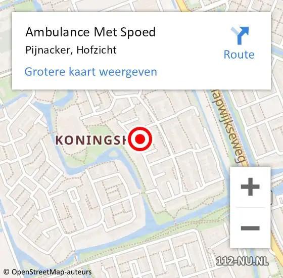 Locatie op kaart van de 112 melding: Ambulance Met Spoed Naar Pijnacker, Hofzicht op 28 juni 2023 08:42