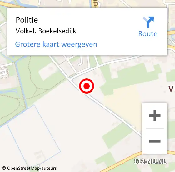 Locatie op kaart van de 112 melding: Politie Volkel, Boekelsedijk op 28 juni 2023 09:02