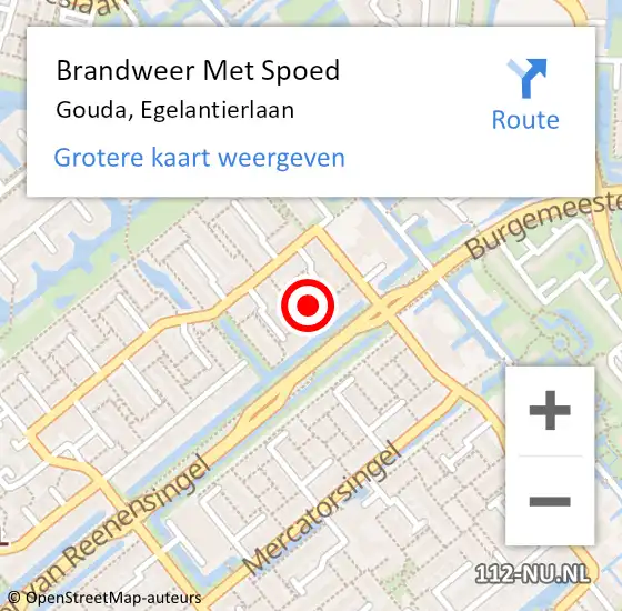 Locatie op kaart van de 112 melding: Brandweer Met Spoed Naar Gouda, Egelantierlaan op 28 juni 2023 09:20