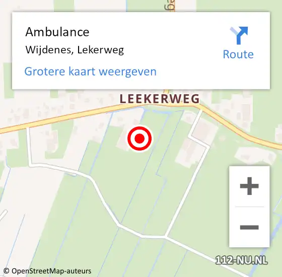 Locatie op kaart van de 112 melding: Ambulance Wijdenes, Lekerweg op 28 juni 2023 09:37