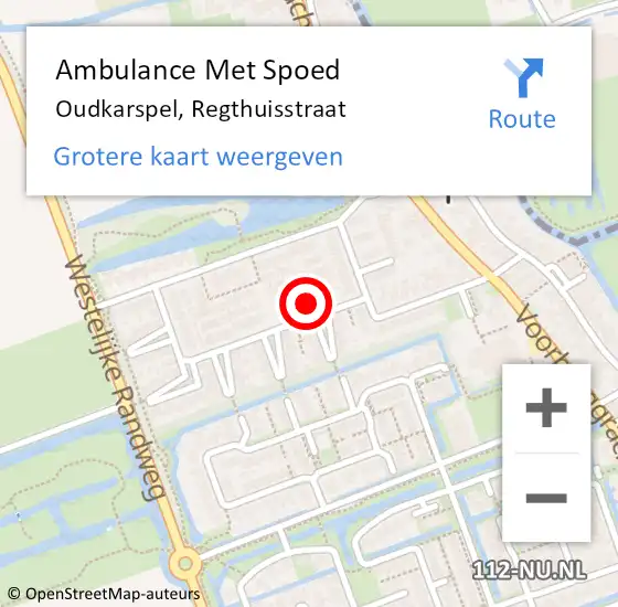 Locatie op kaart van de 112 melding: Ambulance Met Spoed Naar Oudkarspel, Regthuisstraat op 28 juni 2023 09:53